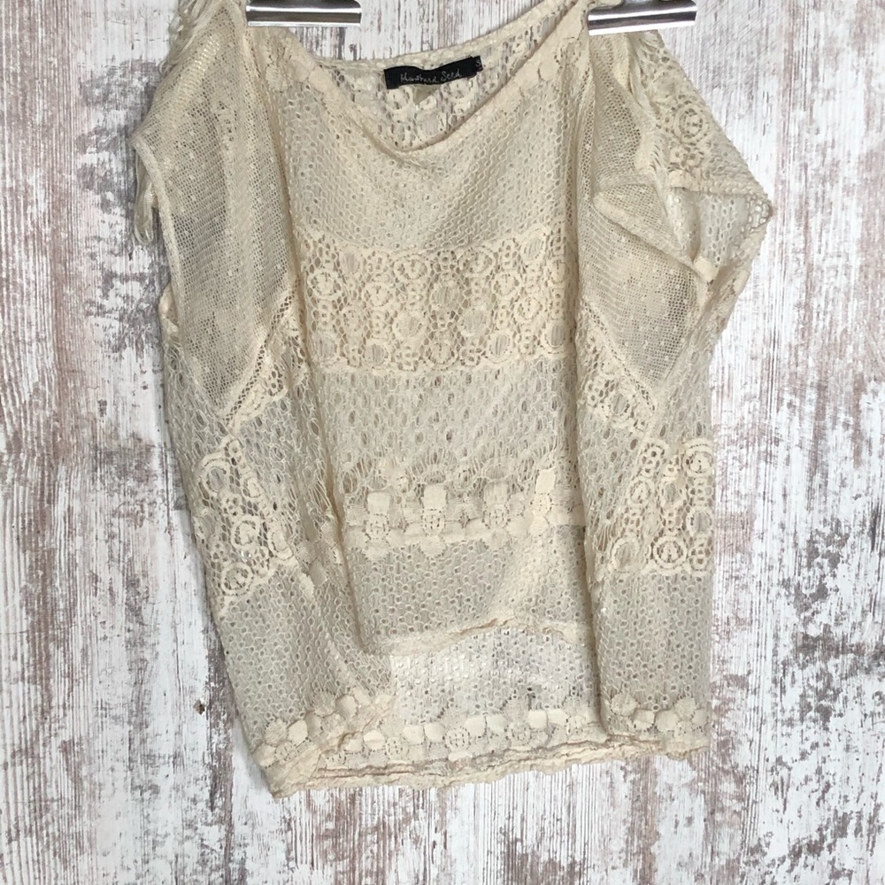 Cream Colored Mesh Shirt